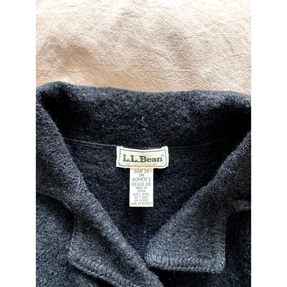 L.L. Bean Pea Coat Womens Small Black Double Breasted 100% Wool Jacket Vintage - Picture 3 of 5